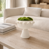 White pedestal planter bowl with ball trim detail